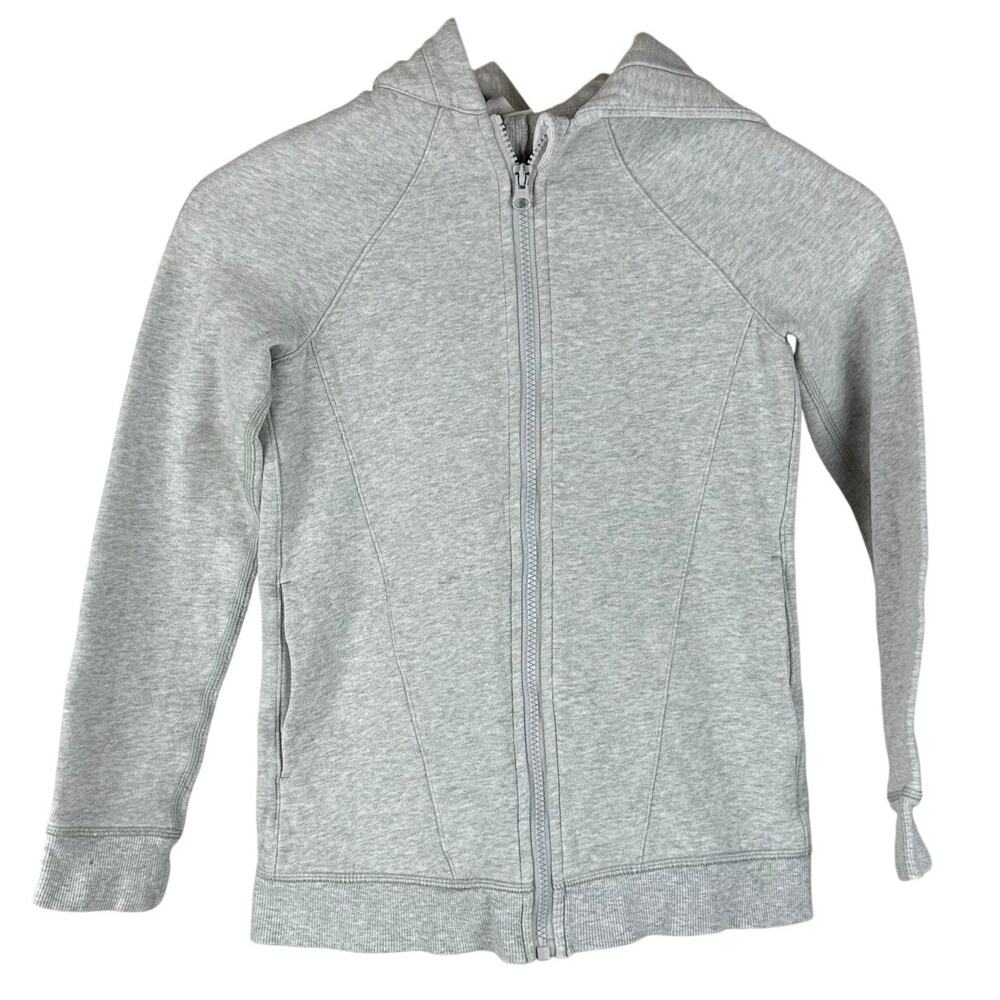 Ivivva By Lululemon Girls Light Grey Full Zip Hoodie Size 8 Excellent Condition